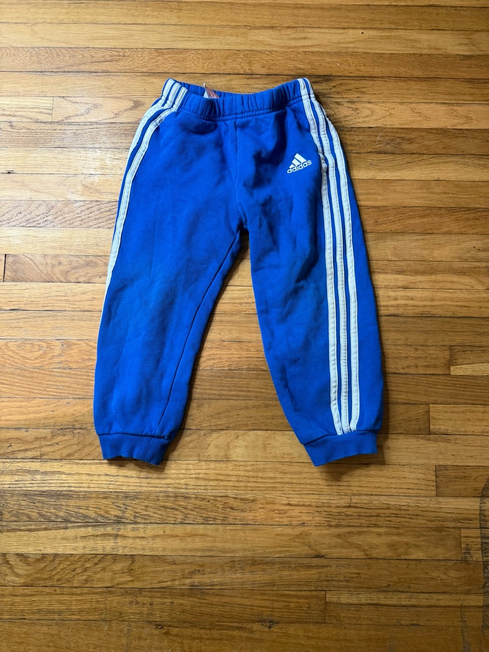 Adidas 3T Blue Track Pants with White Stripes